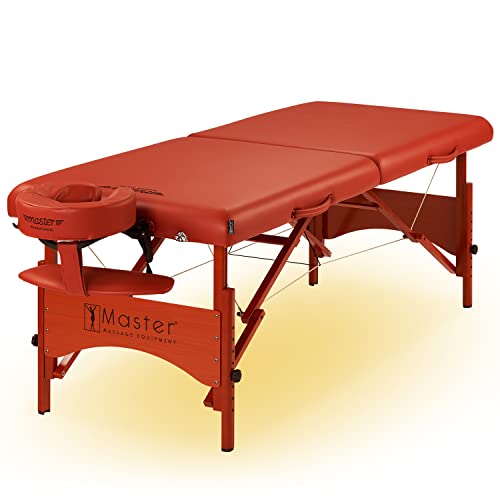 Master Massage Fairlane Mobil Massageliege Kosmetikliege Therapiebett Behandlungsliege Klappbar mit Ambiente Beleuchtung Holz Ultraleicht, Zimt, 71cm von Master Massage