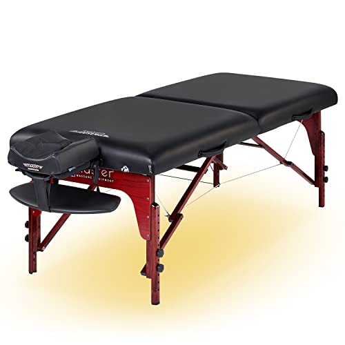 Master Massage 71cm Montclair Therma Top Klappbare Mobile Massageliege Massagebank Behandlungsliege aus Holz mit Ambiente Beleuchtung Beheizbare Schwarz von Master Massage