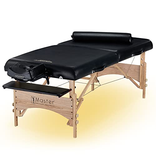 Master Massage Husky Gibraltar Mobil Massageliege Kosmetikliege Therapiebett Klappbar Extra Breit mit Ambiente Beleuchtung Holz 81cm von Master Massage