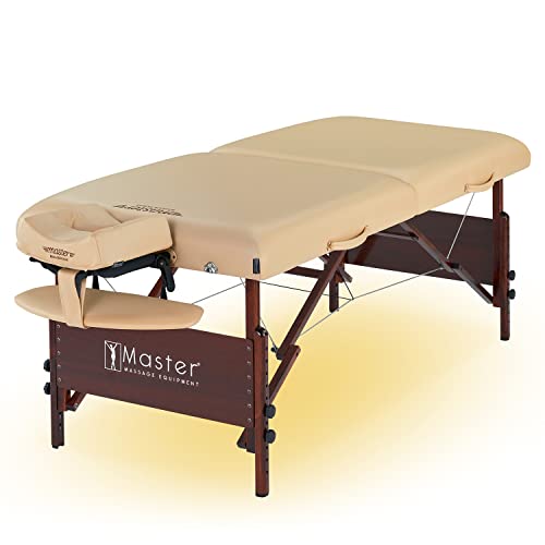Master Massage Del Ray Mobile Massageliege Kosmetikliege Therapiebett Behandlungsliege Klappbar Massagebank mit Ambiente Beleuchtung Holz, Beige, 80 x 200 cm von Master Massage