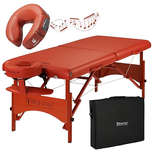 Master Massage Mobile Massageliege Klappbar TherapieLiege Behandlungsliege Ultraleicht Vollholz Massagebank mit Musikkissen Lautpsprecher, Zimt, 64cm von Master Massage