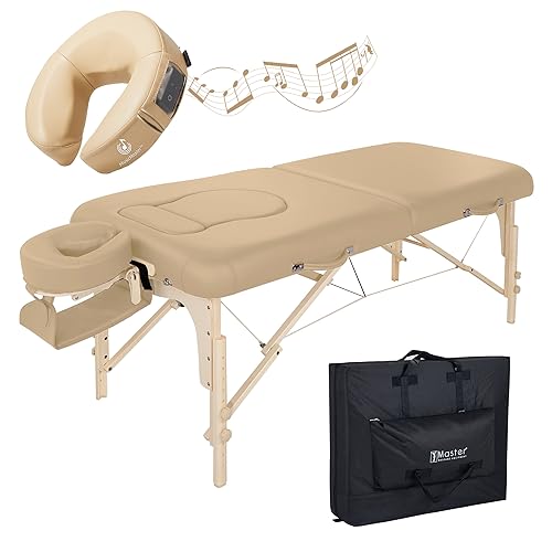 Master Massage Mobile Schwangerschaftsliege Behandlungsliege Massageliege Brustausschnitt Bauchausschnitt mit Polsterabdeckung, beige, 71cm von Master Massage