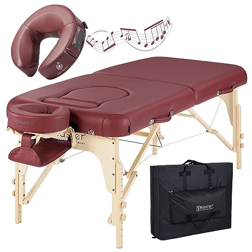 Master Massage Mobile Schwangerschaftsliege Behandlungsliege Massageliege Brustausschnitt Bauchausschnitt mit Polsterabdeckung Transporttasche mit Musikkissen, Burgund, 76 cm von Master Massage