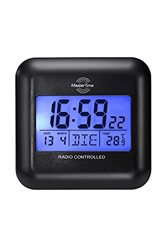 Master Time digitaler Funk Wecker DCF77 mit Alarm, Touch LED-Beleuchtung, Datum mehrsprachig 7 Sprachen, Kalender, Temperatur, inkl. Batterien von Master Time