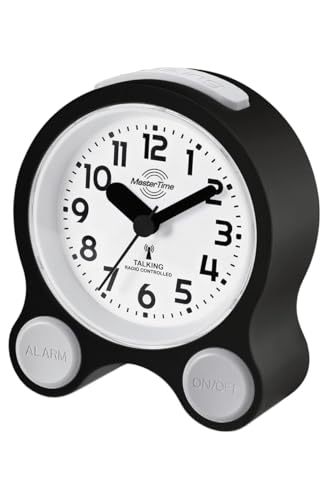 Master Time sprechender Funk Wecker DCF77 mit Alarm, Touch LED-Hintergrundbeleuchtung, Sprachausgabe mit Uhrzeit, Datum, inkl. Batterien von Master Time