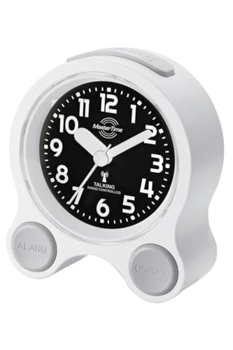 Master Time sprechender Funk Wecker DCF77 mit Alarm, Touch LED-Hintergrundbeleuchtung, Sprachausgabe mit Uhrzeit, Datum, inkl. Batterien von Master Time