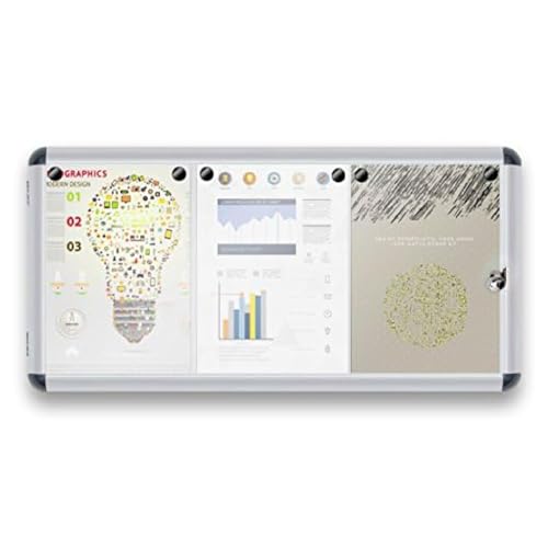 MoB Schaukasten 3xA4 Wetterfest für Innen & Aussen inkl. 6 Magnete Montagematerial Infokasten Aushang Aushangkasten Magnetische & beschreibbare Rückwand Plakatschaukasten mit Alurahmen & Acrylglas von Master of Boards