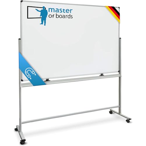 Master of Boards Mobiles Whiteboard | Magnet Tafel mit Fahrgestell und schutzlackierter Oberfläche | fahrbare Stativdrehtafel in 5 Größen (100 x 150 cm) von Master of Boards