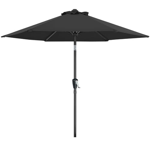 MasterCanopy 230 cm Sonnenschirm neigungsverstellbar, mit 6 Rippen und Kurbel, für Patio, Garten, Terrasse, Markt, Dunkelgrau von MasterCanopy
