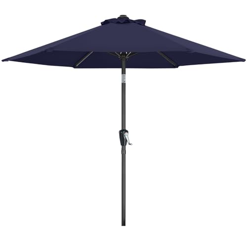 MasterCanopy 230 cm Sonnenschirm neigungsverstellbar, mit 6 Rippen und Kurbel, für Patio, Garten, Terrasse, Markt, Marineblau von MasterCanopy