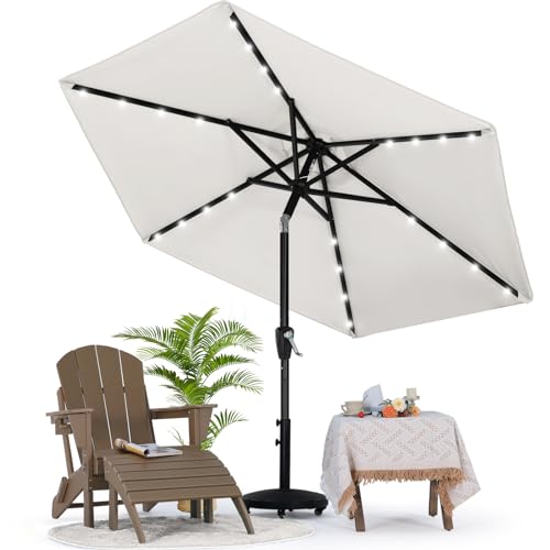 MasterCanopy 230 cm Sonnenschirm neigungsverstellbar, mit 24 Solar-LED, 6 Rippen und Kurbel, für Patio, Garten, Terrasse, Markt, Hellbeige MasterCanopy 230 cm Sonnenschirm neigungsverstellbar, mit 24 Solar-LED, 6 Rippen und Kurbel, für Patio, Garten, Terrasse, Markt, Hellbeige von MasterCanopy