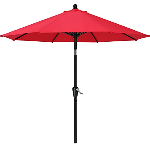 MasterCanopy 270 cm Premium Olefin 5-Jahres-Non-Fading Sonnenschirm Patioschirm Gartenschirm Terrassenschirm Tischschirm Martkschirm 8 Rippen, Rot von MasterCanopy