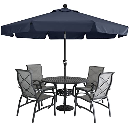 MasterCanopy 270 cm Sonnenschirm mit Volant Patioschirm Gartenschirm Terrassenschirm Tischschirm Martkschirm 8 Rippen, Marineblau von MasterCanopy