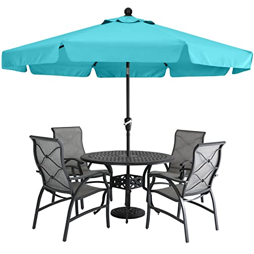MasterCanopy 270 cm Sonnenschirm neigungsverstellbar, mit schönem Volant, 8 Rippen und Kurbel, für Patio, Garten, Terrasse, Markt, Türkis von MasterCanopy