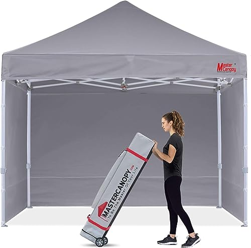 MasterCanopy Robustes Pop-Up-Pavillon-Zelt mit Seitenwänden (3 x 3 m, Grau) von MasterCanopy