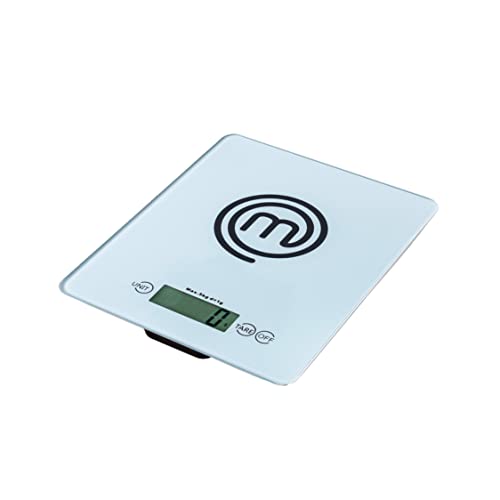 MasterChef Küchenwaage Digital, Waage zum Kochen und Backen, Kitchen Scale Klein für Gramm & Unzen (5kg-Grenze), Touch-Bedienung & Abschaltautomatik, Einscheibensicherheitsglas, Silber von MasterChef