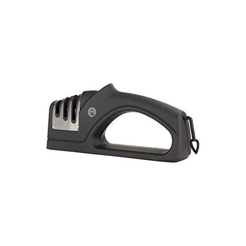 MasterChef Messerschärfer, 3 Stufe Messerschleifer (Grob/Mittel/Fein), für Keramikmesser, Scherenschleifer, Messerschleifmaschine für Scharfe Messer, Rutschfester Boden, Schwarz von MasterChef
