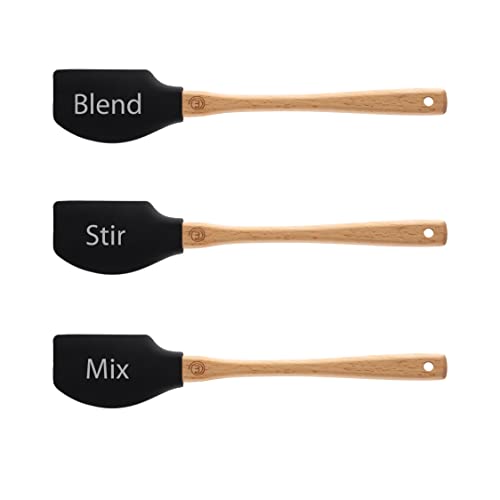 MasterChef Teigschaber Küchenhelfer Set, Pfannenwender Silikon, Nützlich als Kochlöffel, Tortenspachtel, Silikonschaber & Teigspachtel, Spülmaschinenfest Backutensilien mit Holzgriffe, 3-teilig von MasterChef