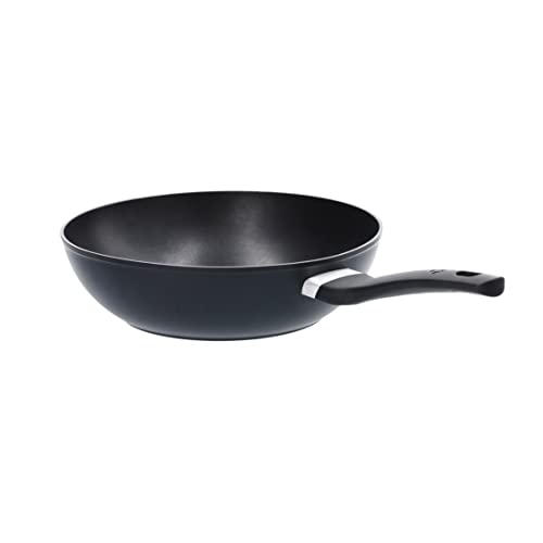 MasterChef Wok - Wokpfanne Induktion, Bratpfanne 28 cm Hoher Rand, Beschichtete Pfanne, Antihaftbeschichtung, Aluminium, Perfekt für Nudeln, Raclette, Gaskocher, Induktionskochfeld, Ceranfeld von MasterChef