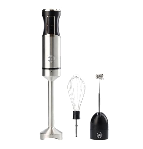 MasterChef Stabmixer Edelstahl 3 in 1, Pürierstab mit Elektrische Schneebesen & Hand Milchaufschäumer, Hand Blender mit 2 Geschwindigkeitsstufen, Zauberstab Küchengerät, Spülmaschinenfest, 400w von MasterChef