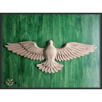 Fliegende Taube Holzwanddekor, Unvollendeter Geschnitzter Vogel, Hochzeitstaube, Symbol Des Friedens Und Der Unschuld, Taube, Heiliger Geist von MasterOak