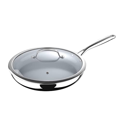 MasterPRO ARGENT 3-3-PLY Bratpfanne 30 cm - Edelstahl - ILAG Keramikbeschichtung - Frei von PFAS, PFOA, PTFE - 3-Lagig - Induktionsgeeignet & Backofenfest von MasterPRO