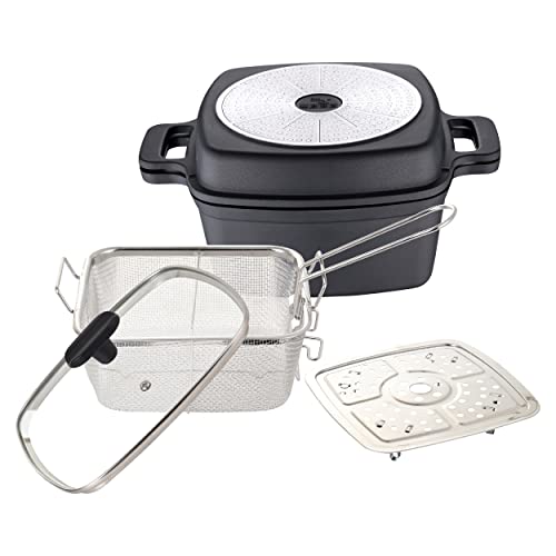 MasterPRO Foodies | Topfset 5 Teile in 1 | Multifunktions-Set aus Aluminiumguss | Kochen, Grillen, Braten und Dämpfen | Inklusive Zubehör | Für Alle Herdarten von MasterPRO