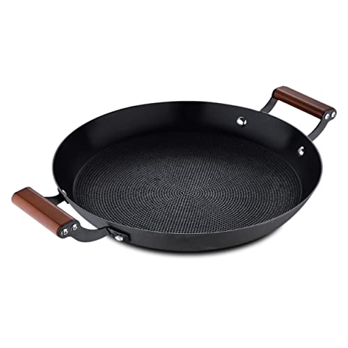 MasterPRO Odín | Grillpfanne | Rundes Design 28 cm | Aus Gepresstem Eisen | Ergonomischer Akazienholzgriff | Küchenutensilien | Für Alle Herdarten von MasterPRO