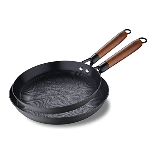 MasterPRO Odín | Wok 24 cm und Grillplate 28 cm | Aus Gepresstem Eisen | Ergonomischer Akazienholzgriff | Küchenutensilien | Für Alle Herdarten von MasterPRO