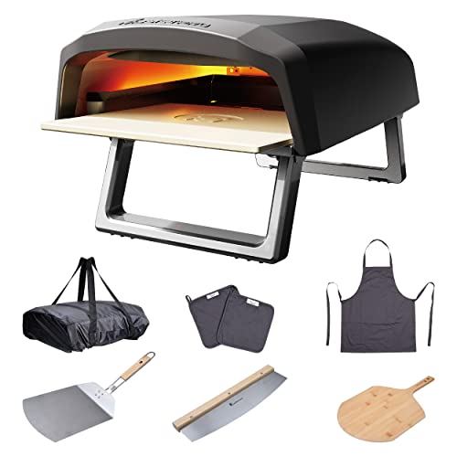 MasterPRO Pizza Oven | Pizzaofen | Tragbarer Gasofen für schnelles Kochen bis 500 °C | Inklusive Schürze, Topflappen, Schneider, Schaufel und Schneidebrett | Pizza in 60 Sekunden von MasterPRO