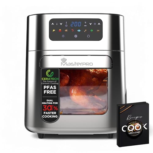 MasterPRO ROCKET 1000 | Luftfritteuse 10 l | 360°-Doppelheizsystem | Sichtfenster für kontinuierliche Fortschrittsanzeige | Digitales LED-Touchscreen-Display | | 9 Garprogramme | 100% PFAS-frei MasterPRO ROCKET 1000 | Luftfritteuse 10 l | 360°-Doppelheizsystem | Sichtfenster für kontinuierliche Fortschrittsanzeige | Digitales LED-Touchscreen-Display | | 9 Garprogramme | 100% PFAS-frei von MasterPRO