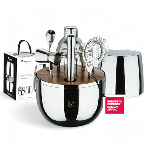 MasterPRO The Drop - 6-teiliges Cocktail-Set aus Edelstahl - mit Sieb, Flaschenöffner, langem Löffel, Cocktail-Shaker, Jigger, Zerkleinerer - stilvoll und professionell von MasterPRO