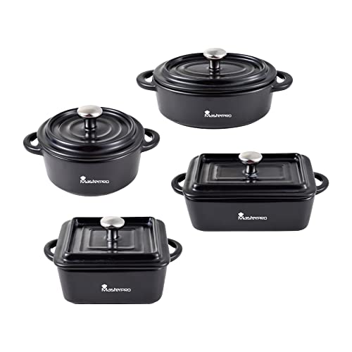 MasterPro Cook & Share, 4-teiliges Kochgeschirr-Set mit Deckel, aus Steingut, beständig gegen hohe Temperaturen, für alle Herdarten und Backöfen geeignet von MasterPRO