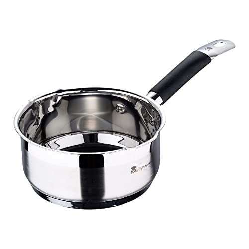 MasterPro Foodies Kasserolle, 1,3 l, 16 x 7,5 cm, Edelstahl, Antihaftbeschichtung, ergonomischer Griff, geeignet für alle Herdarten, einschließlich Induktion, frei von Giftstoffen von MasterPRO