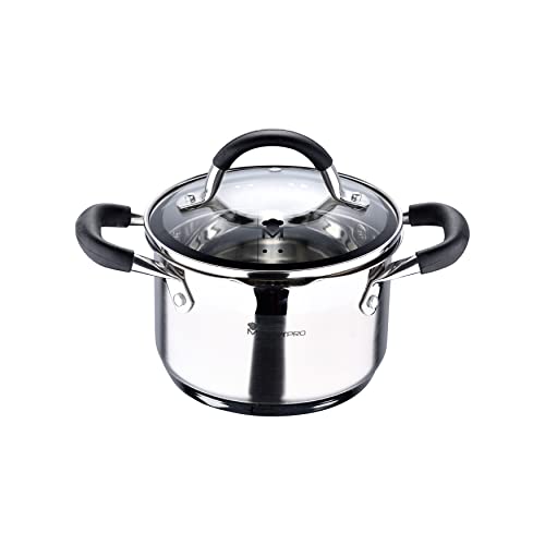 MasterPro Foodies Kasserolle, 1,8 l, 16 x 10 cm, Edelstahl, Antihaftbeschichtung, ergonomischer Griff, geeignet für alle Herdarten, einschließlich Induktion, frei von Giftstoffen von MasterPRO