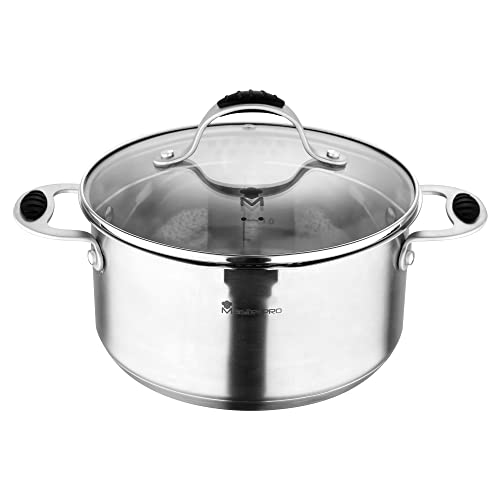 MasterPro Foodies | Kasserolle mit Glasdeckel | 5,2L Fassungsvermögen | Edelstahlkasserolle | Robust, Leicht zu Reinigen | Geeignet für Alle Herdarten MasterPro Foodies | Kasserolle mit Glasdeckel | 5,2L Fassungsvermögen | Edelstahlkasserolle | Robust, Leicht zu Reinigen | Geeignet für Alle Herdarten von MasterPRO