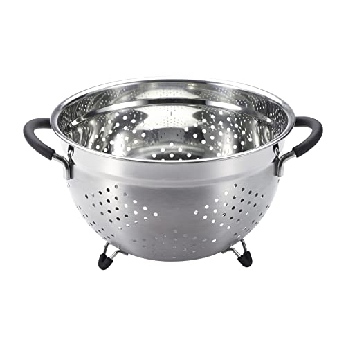 MasterPro Foodies | Küchenabtropfsieb mit Silikongriffen und -Füßen | 24 cm Durchmesser | Aus Edelstahl | Sehr Robust und Leicht zu Reinigen | Schnellabtropfsieb von MasterPRO