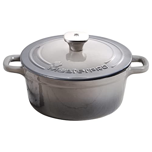 MasterPro Unique | Topf 27cm mit Deckel | Weiß | Aus GUSSEISEN | Ergonomische Griffe | Kochtopf | Geeignet für Alle Herdarten von MasterPRO