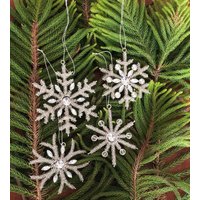 Crystal Snowflake Weihnachtsschmuck 4Er Set Winter Deko Perlen von MasterPieceCraftsInt