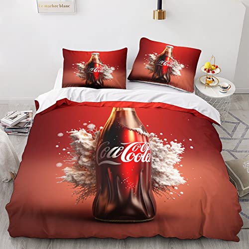Limonade 3 Teilig Bettwäsche-Set Coca - Cola Bettbezug Für Kinder Jungen Männer Modern Dekorative Bettwäsche Drucken Coole Double（200x200cm） von MasterUnion