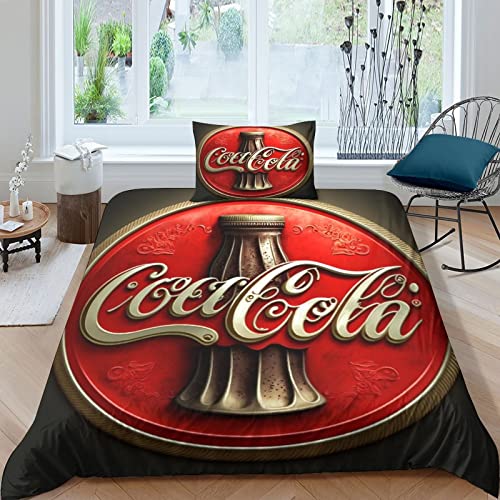 MasterUnion Coca - Cola 3D Effekt Bettwäsche-Set, Limonade Kopfkissenbezug,2 Teilig Bettbezug Mit Leichtläufigem Reißverschluss Single（135x200cm） von MasterUnion
