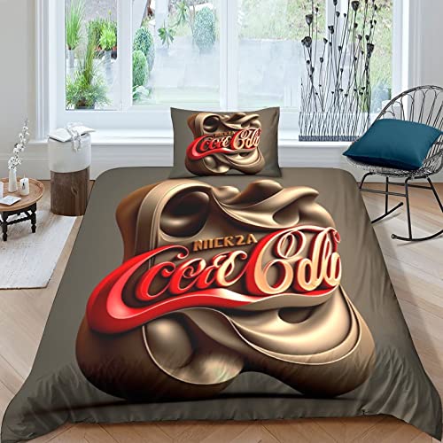 MasterUnion Coca - Cola Modernes 2 Teilig Bettwäsche-Set Limonade Dekorativ Bedruckte Microfaser Bettbezüge Und Kissenbezüge Für Coole Jungs Single（135x200cm） von MasterUnion