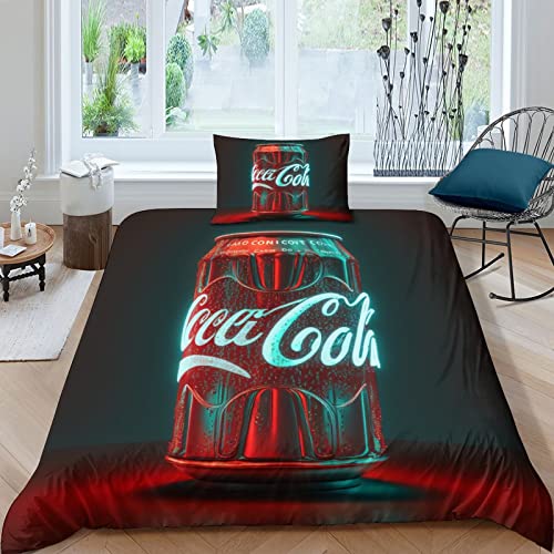 MasterUnion Mikrofaser Bettwäsche 2 Teilig 3D Motiv Coca - Cola Modernes Design Für Stilbewusste Erwachsene Limonade Geburtstag Oder Weihnachten Single（135x200cm） von MasterUnion