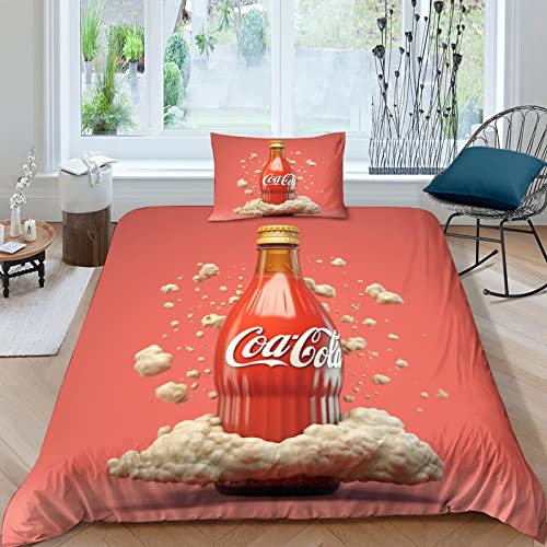 MasterUnion coca - cola Kinder Bettwäsche 3D Print Softdrinks Coke Betten Set Bettwäsche Set Microfaser Himmlische Qualität Bettbezug Mit Kissenbezug 2teilig Jungen Single（135x200cm） von MasterUnion