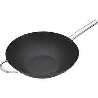 MasterClass Professional Large Non-Stick Wok de Carbon Steel Induction Cooker, Carbon, Schwarz, 35,5 cm (14 Zoll) von Masterclass