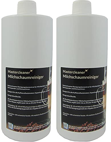 Mastercleaner Milchschaumreiniger Milchdüsenreiniger Milchsystemreiniger für Kaffeevollautomaten Kapsel und Pad Maschine 2 x 1L von Mastercleaner