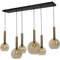 Hängelampe Messing Schwarz Rauch 6-flammig Esstisch von Masterlight