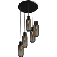 Hängelampe Schwarz Glas Metall 5-flammig E27 ELYA von Masterlight