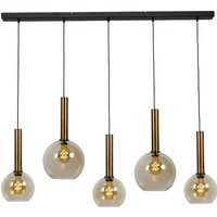 Hängelampe Schwarz Messing 5-flammig Rauchglas Metall von Masterlight