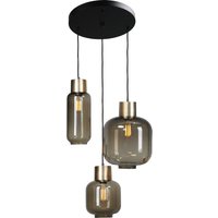 Hängeleuchte 3-flammig E27 Glas Schwarz Gold ELYA von Masterlight